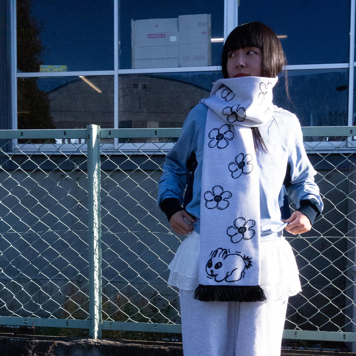 オリジナル編み総柄マフラー (品番CPKN-003)