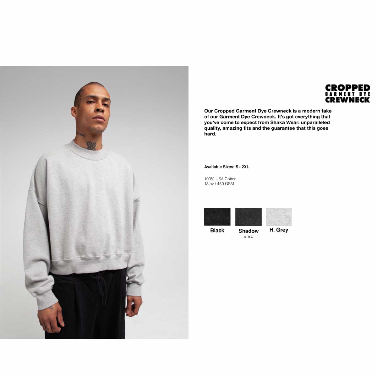 SHAKA WEAR シャカウェア Garment Dye Cropped Crewneck (品番SWGDCC)