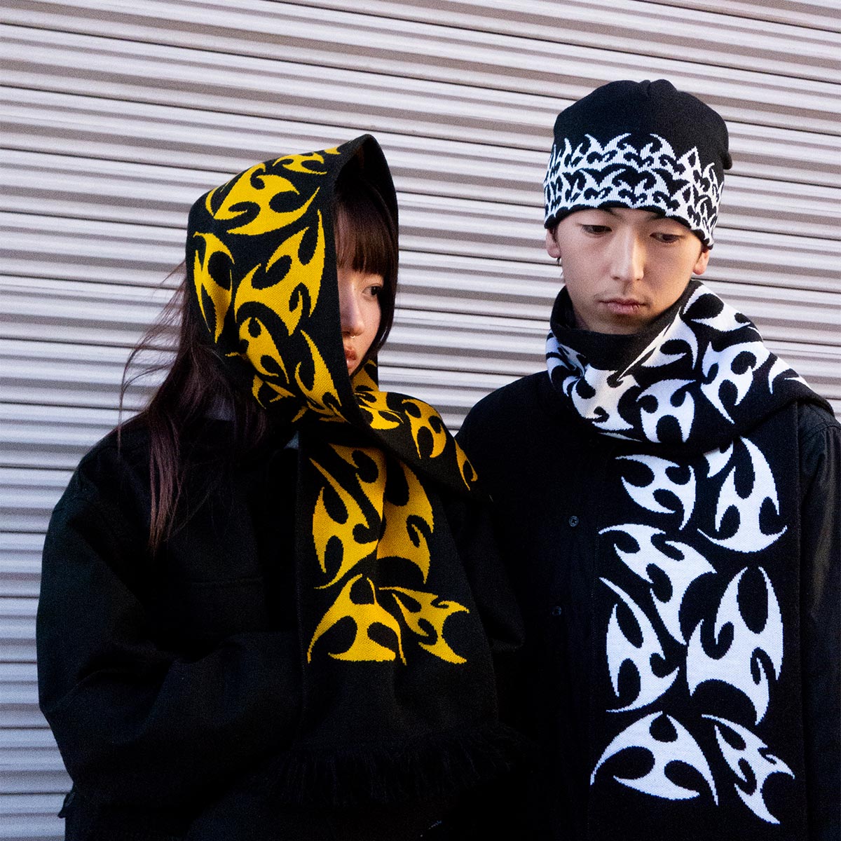 オリジナル編み総柄マフラー (品番CPKN-003)