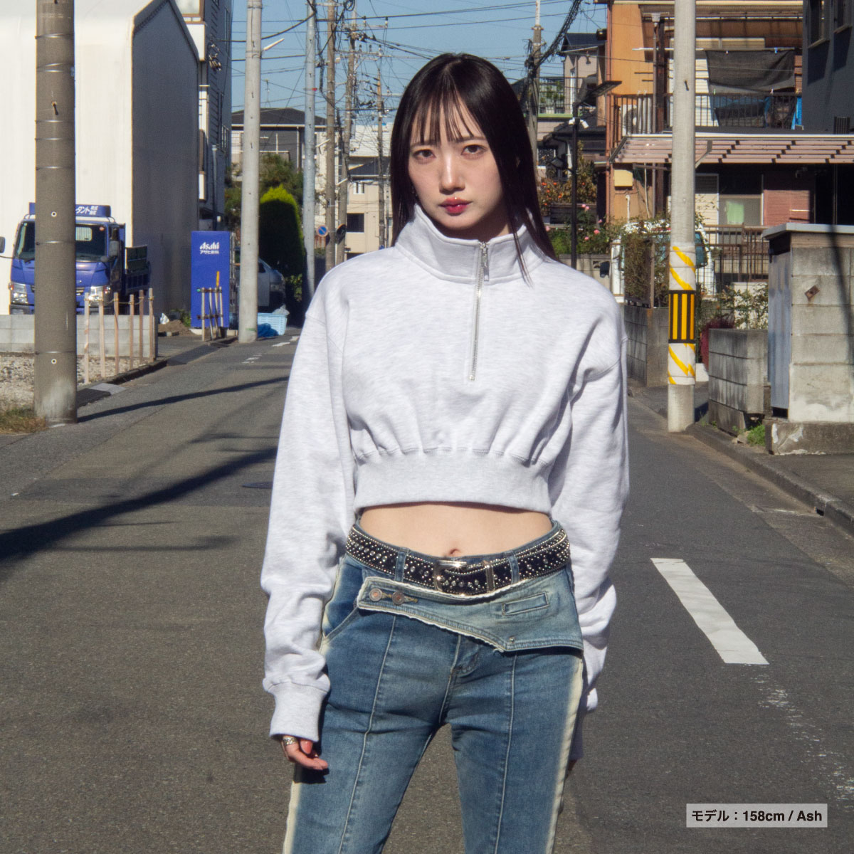 クロップドハーフジップスウェットシャツ (品番CPCHZS-SH2253)