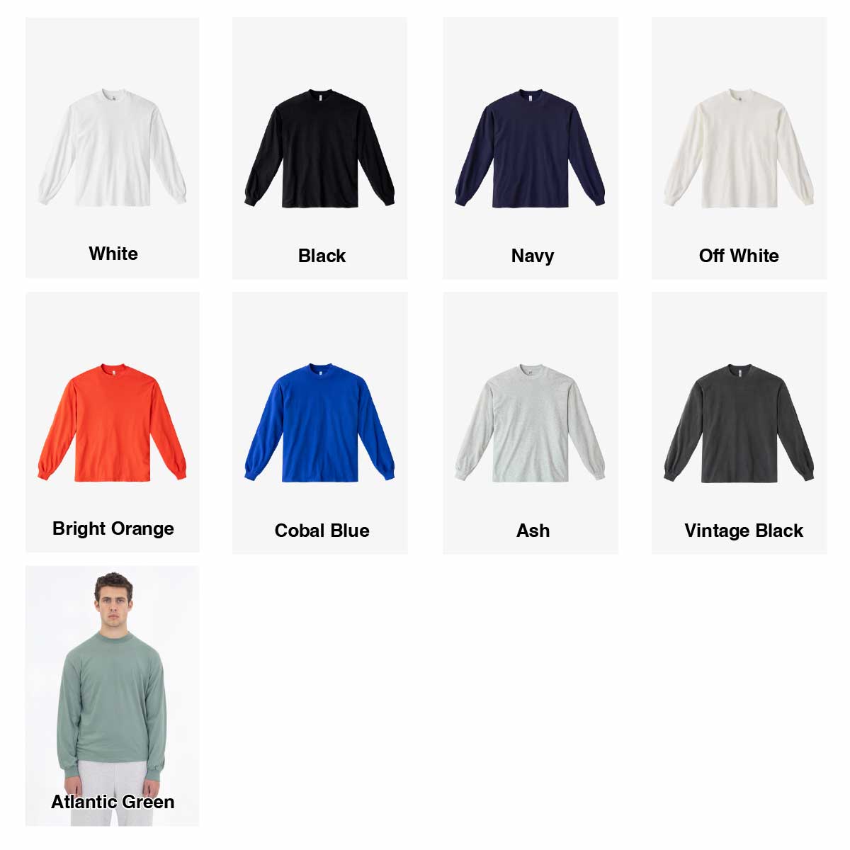 LOS ANGELES APPAREL Long-Sleeve Grmnt Dye Crew Neck 6.5oz (Item No. 1807GD-Z)