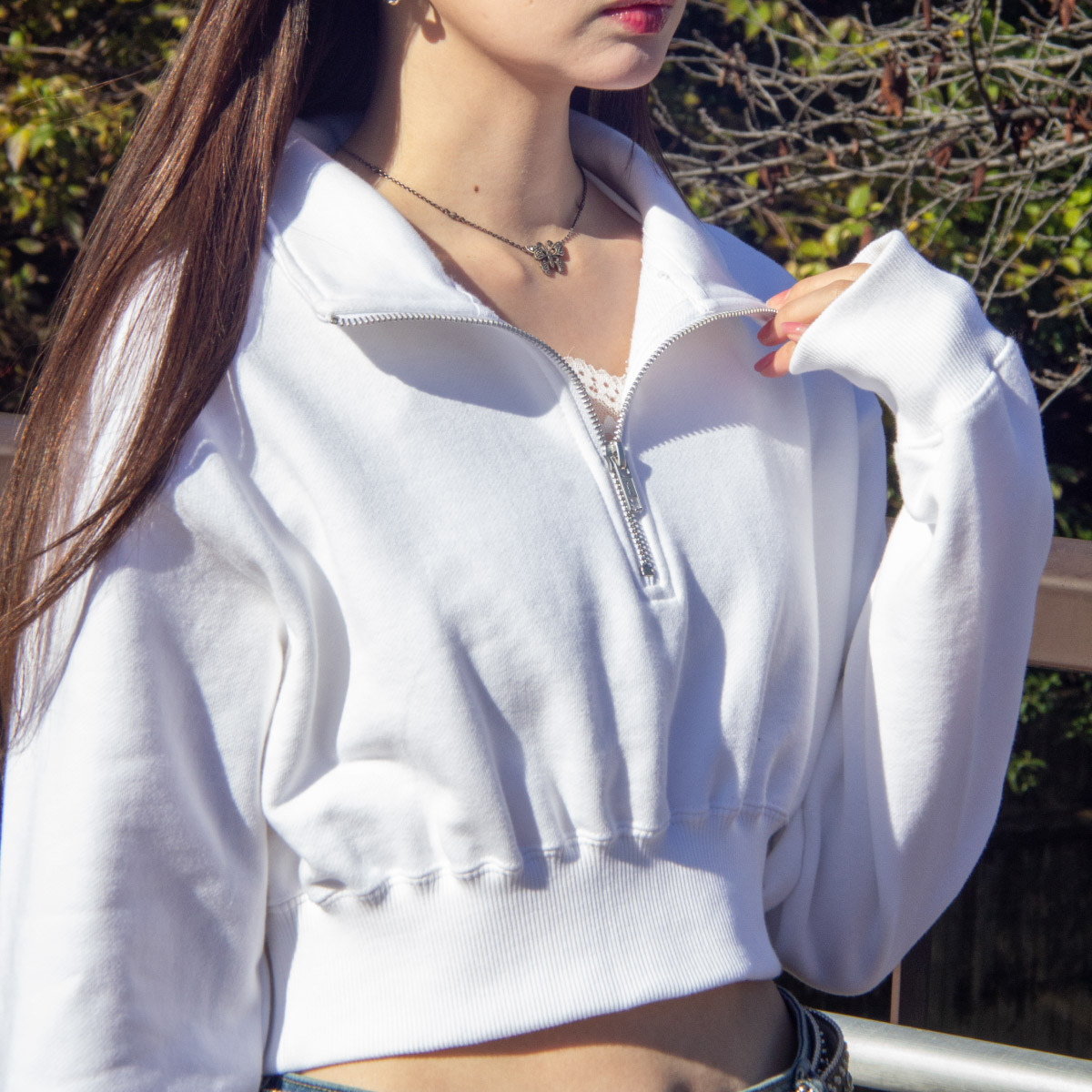 クロップドハーフジップスウェットシャツ (品番CPCHZS-SH2253)