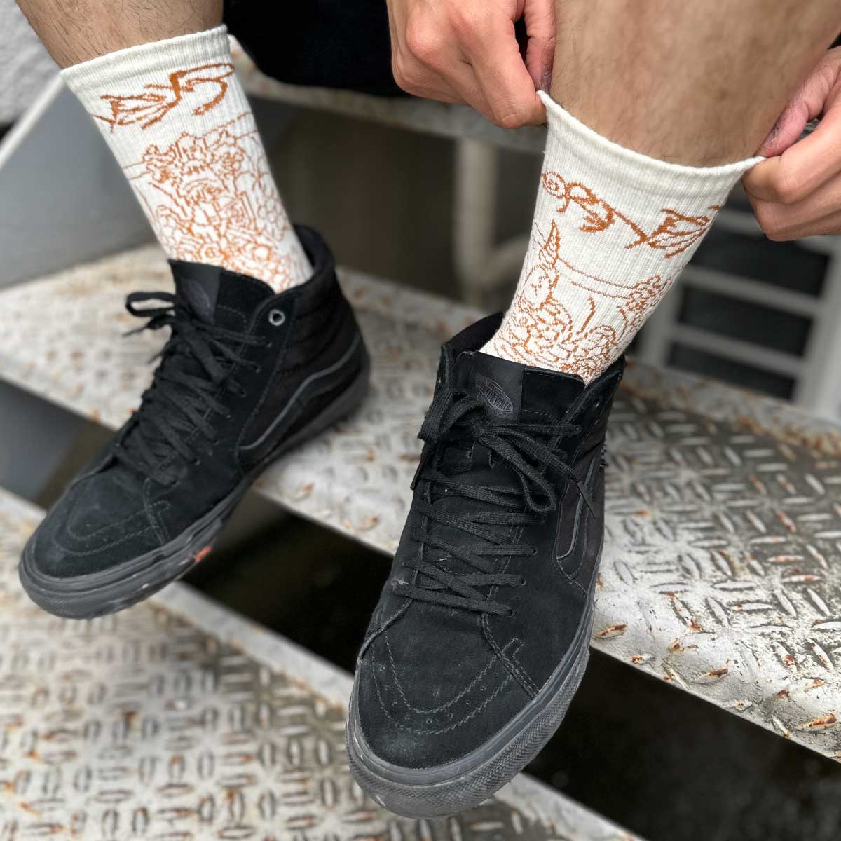 メンズ オリジナル 総柄編みスポーツソックス (品番CPWS-015)