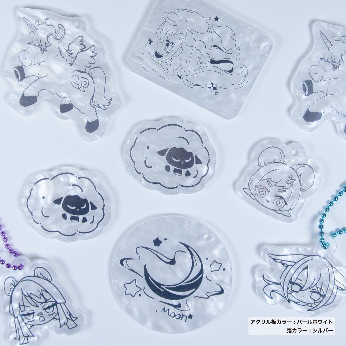 箔アクリルキーホルダー (5cm×5cm以内) (5個セット) (品番ACR-FK05)