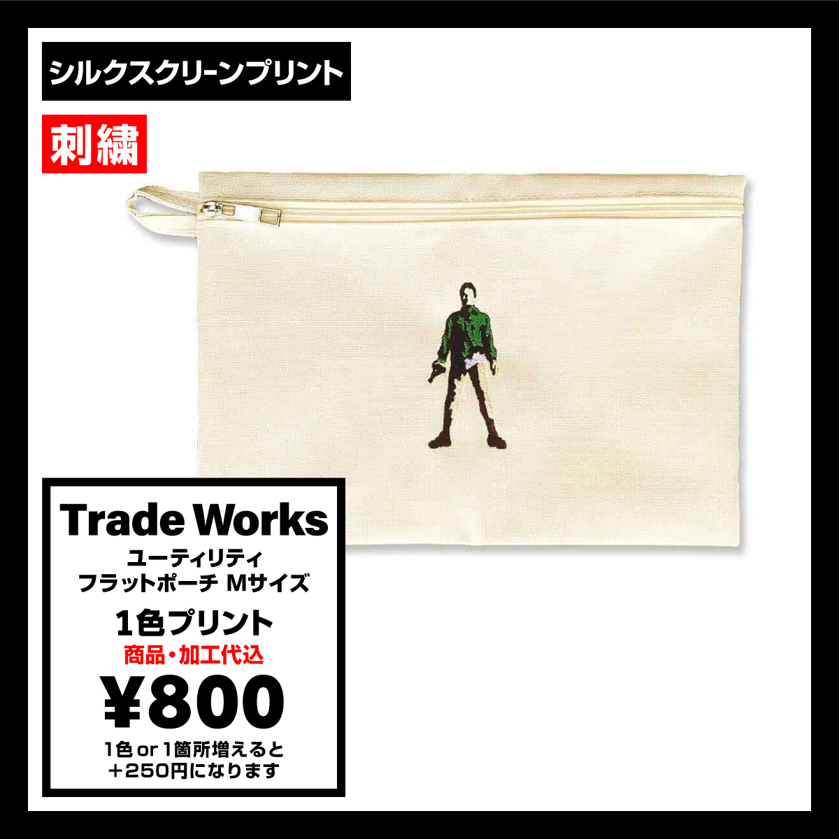 【関税込み】ミディアム イントレチャート フラットポーチ CORNER PRINTING | Trade Works トレードワークス