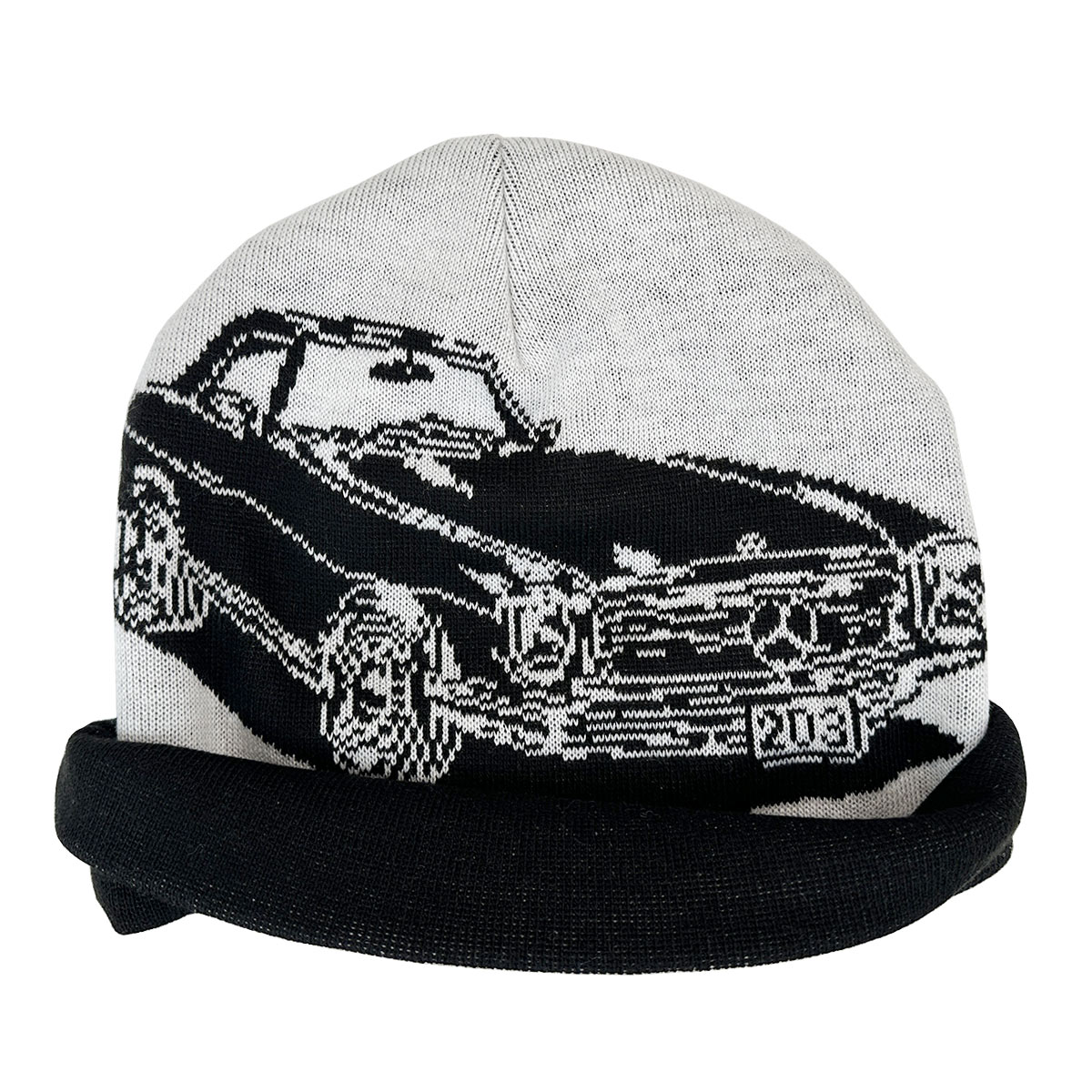 オリジナル編み総柄ダブルカフビーニー (品番CPKN-004)