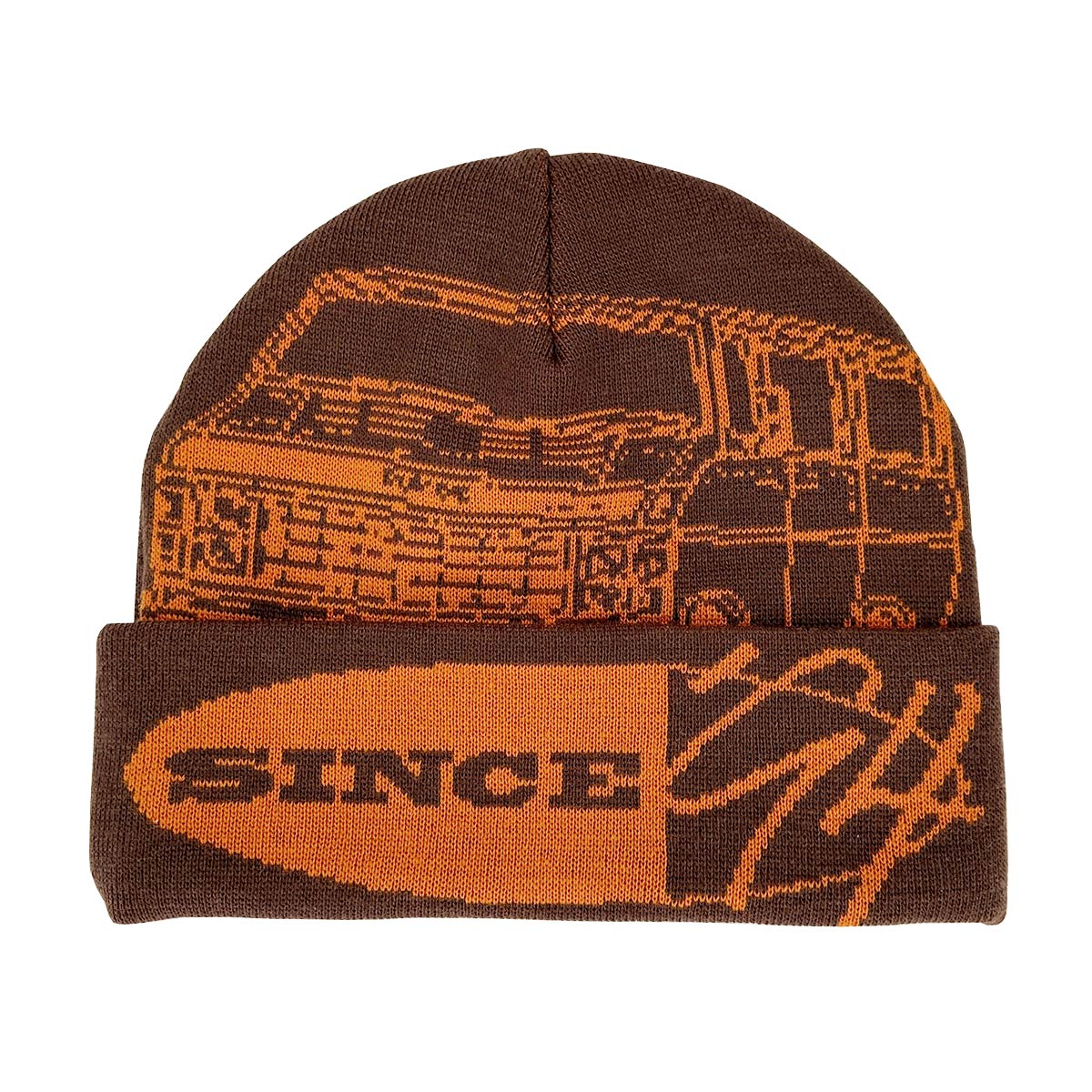 オリジナル編み総柄ダブルカフビーニー (品番CPKN-004)