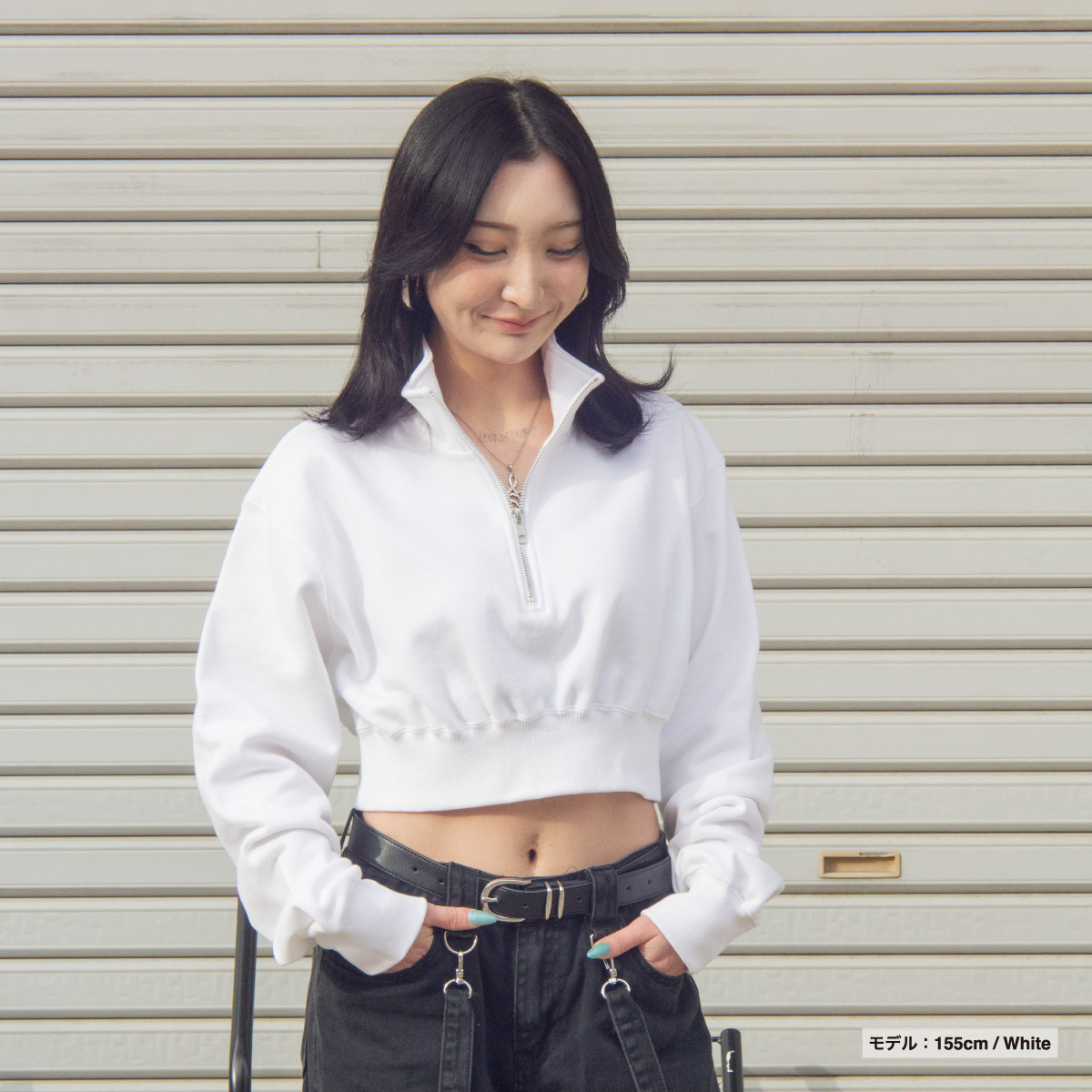 クロップドハーフジップスウェットシャツ (品番CPCHZS-SH2253)