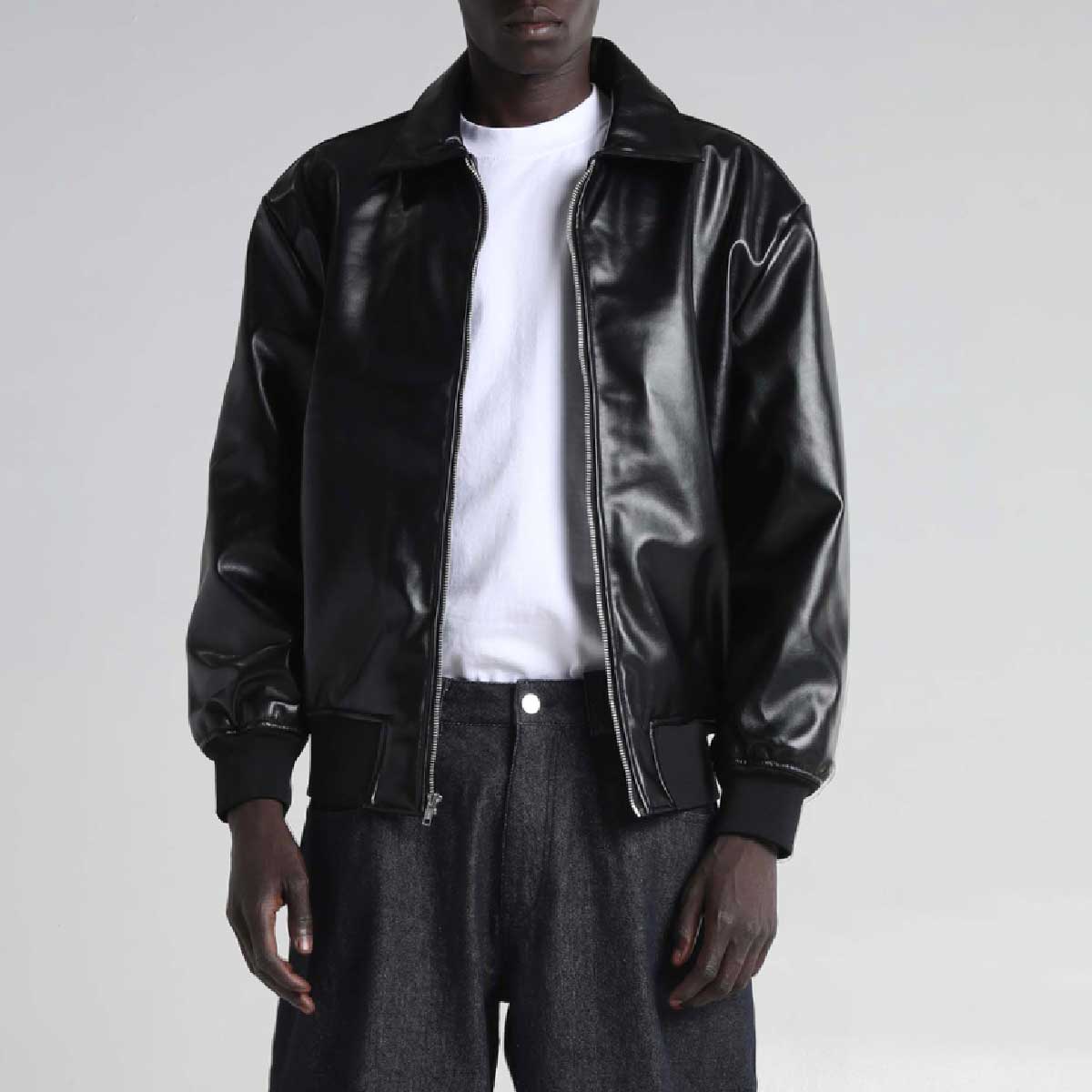 SHAKA WEAR PU Leather Collared Varsity Jacket (#SWPULCVJ)