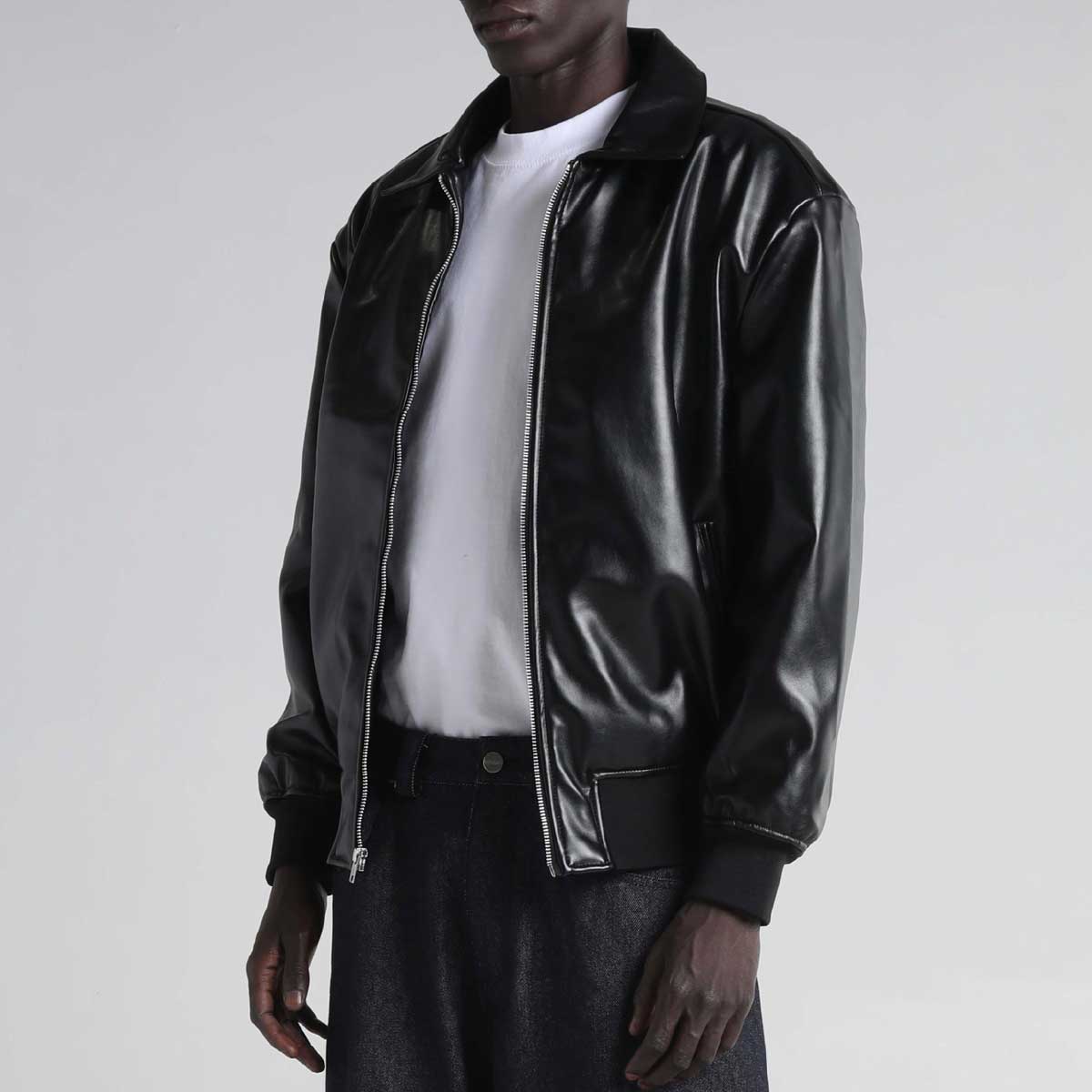 SHAKA WEAR PU Leather Collared Varsity Jacket (#SWPULCVJ)
