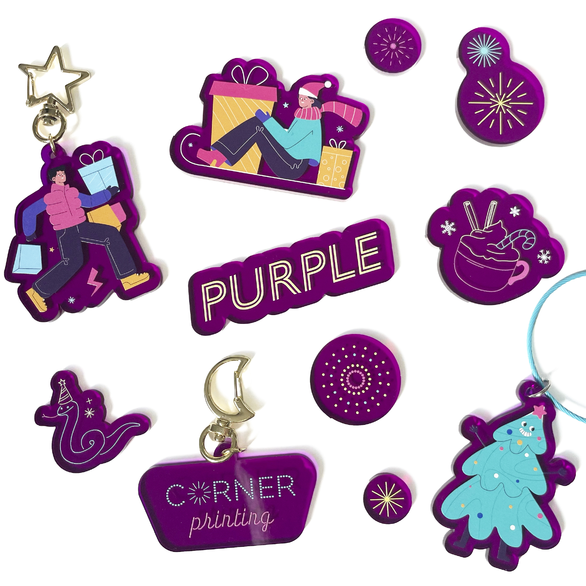 CORNER PRINTING | Acrylic Key Holder (Free-cut within A3