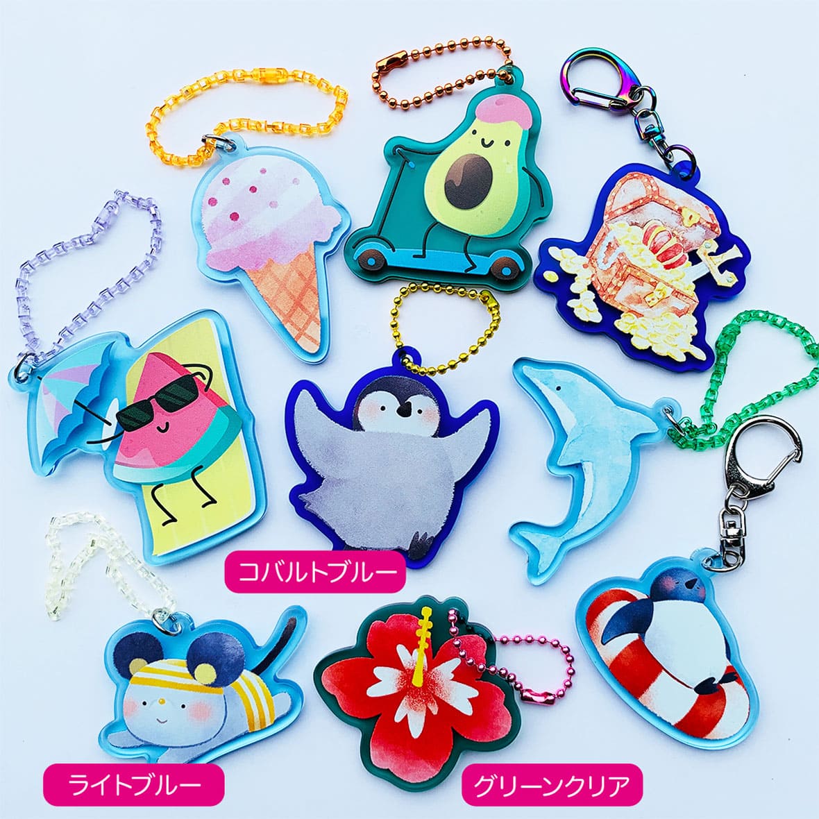 [Bulk Discount]   Acrylic Key Ring 5cm x 5cm or Less (Set of 100) (#ACR-K05_100)