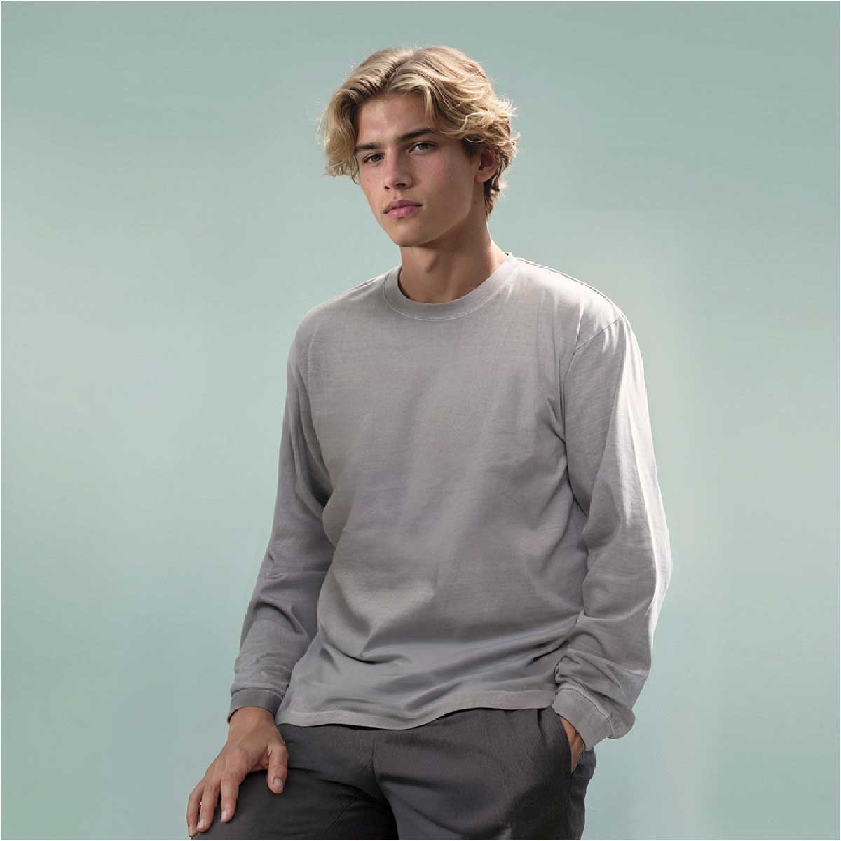 D-FACTORY ディーファクトリー 6.6オンス ロングスリーブガーメントダイTシャツ(1.6インチリブ)(品番DF1201-D)