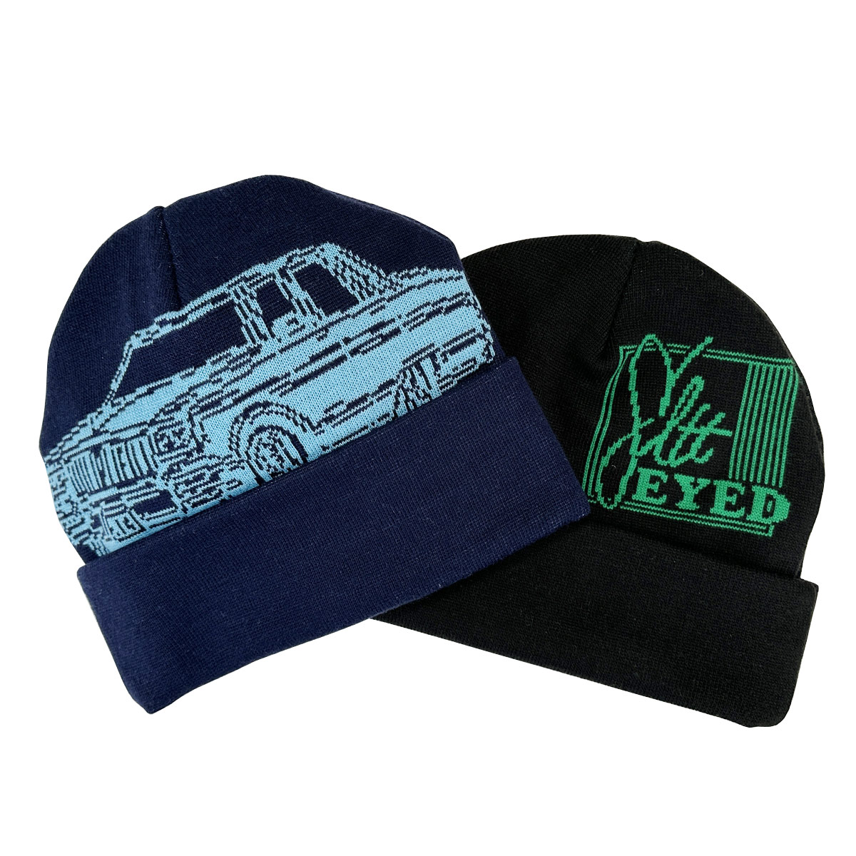 オリジナル編み総柄ダブルカフビーニー (品番CPKN-004)