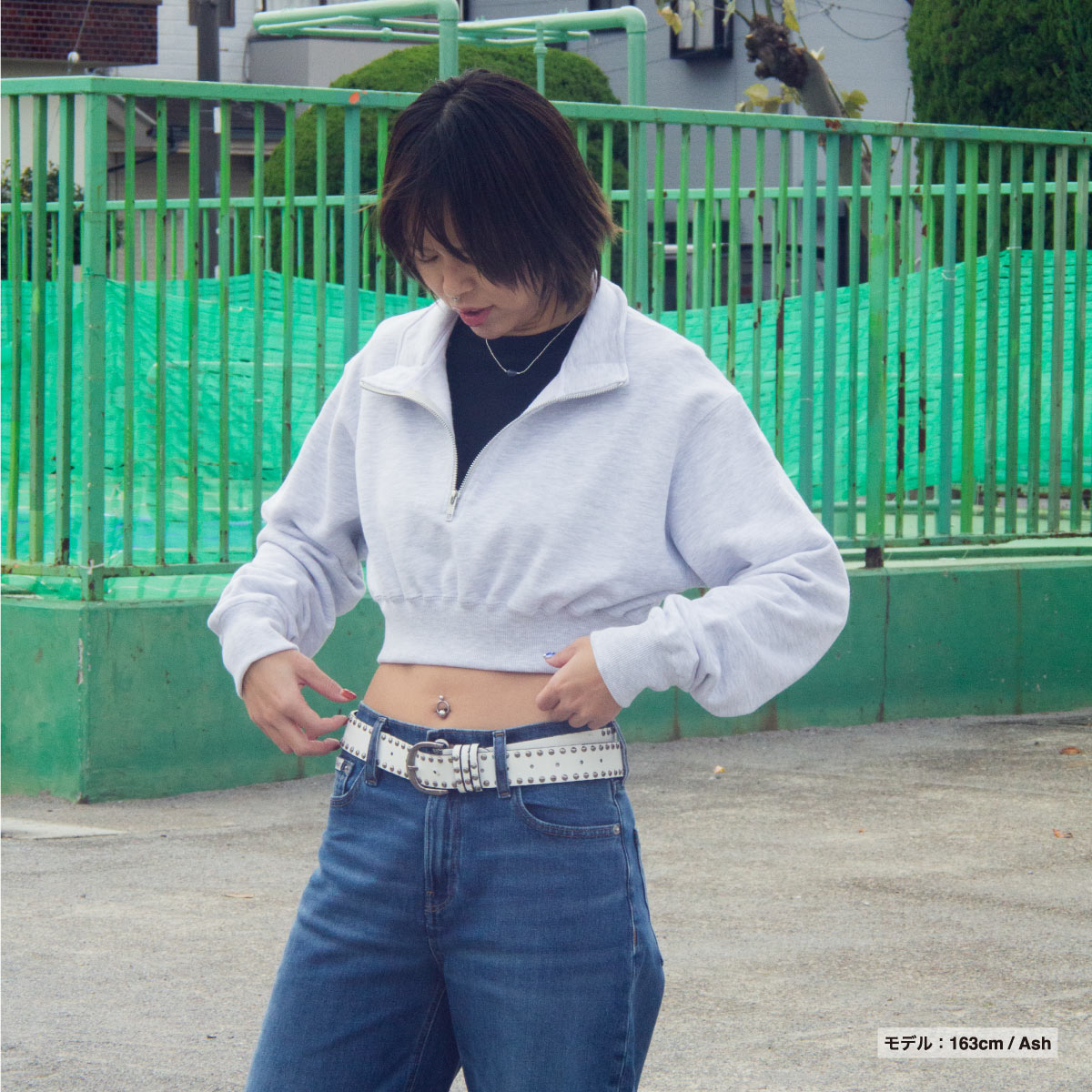 クロップドハーフジップスウェットシャツ (品番CPCHZS-SH2253)