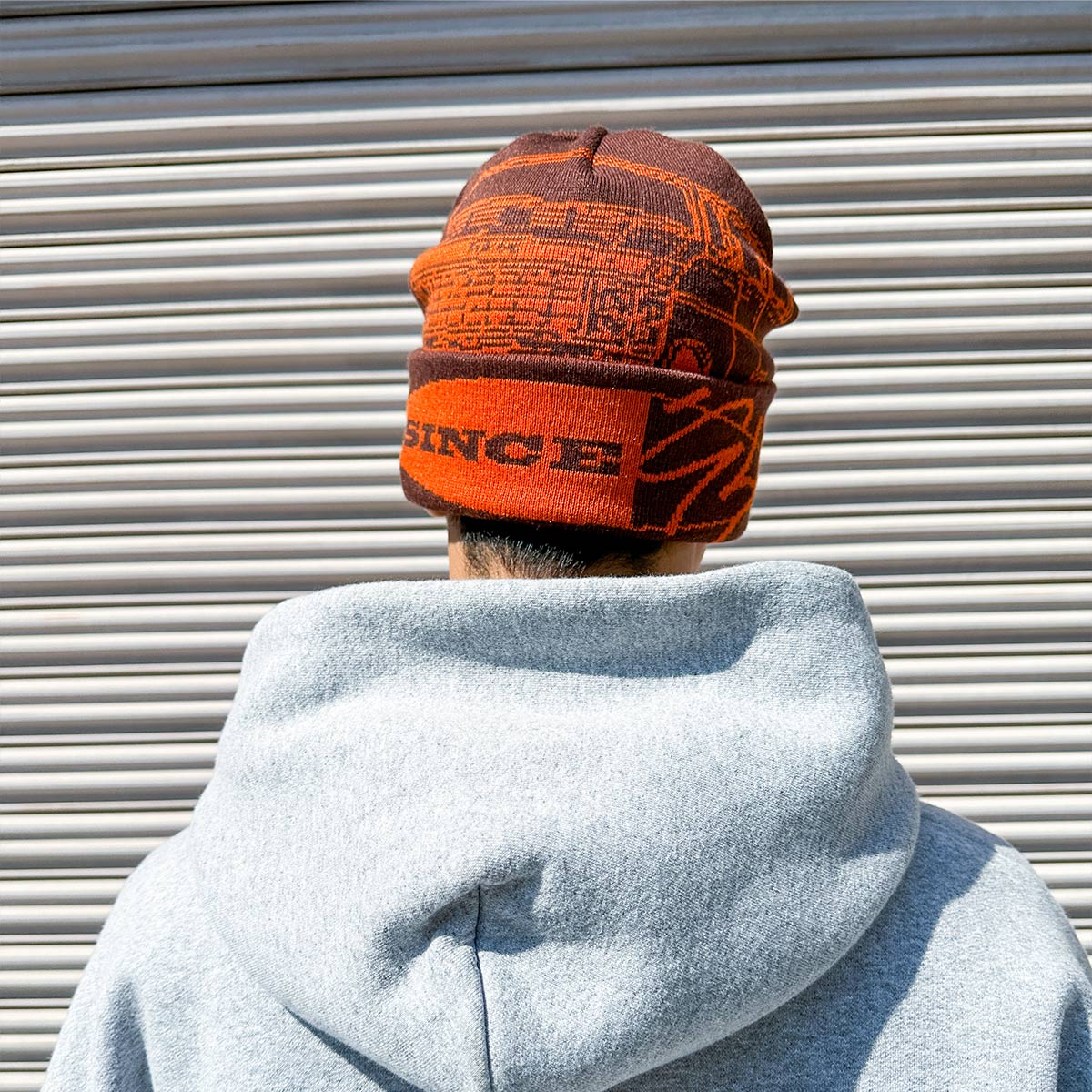 オリジナル編み総柄ダブルカフビーニー (品番CPKN-004)