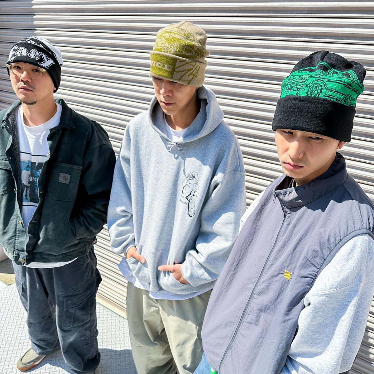 オリジナル編み総柄ダブルカフビーニー (品番CPKN-004)