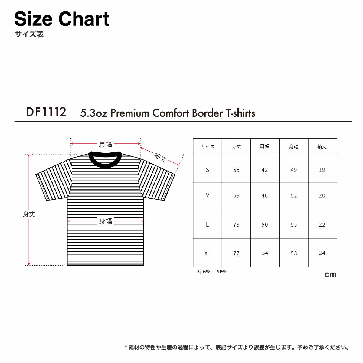 D-FACTORY ディーファクトリー 5.3oz プレミアムコンフォートボーダーTシャツ (品番DF1112)