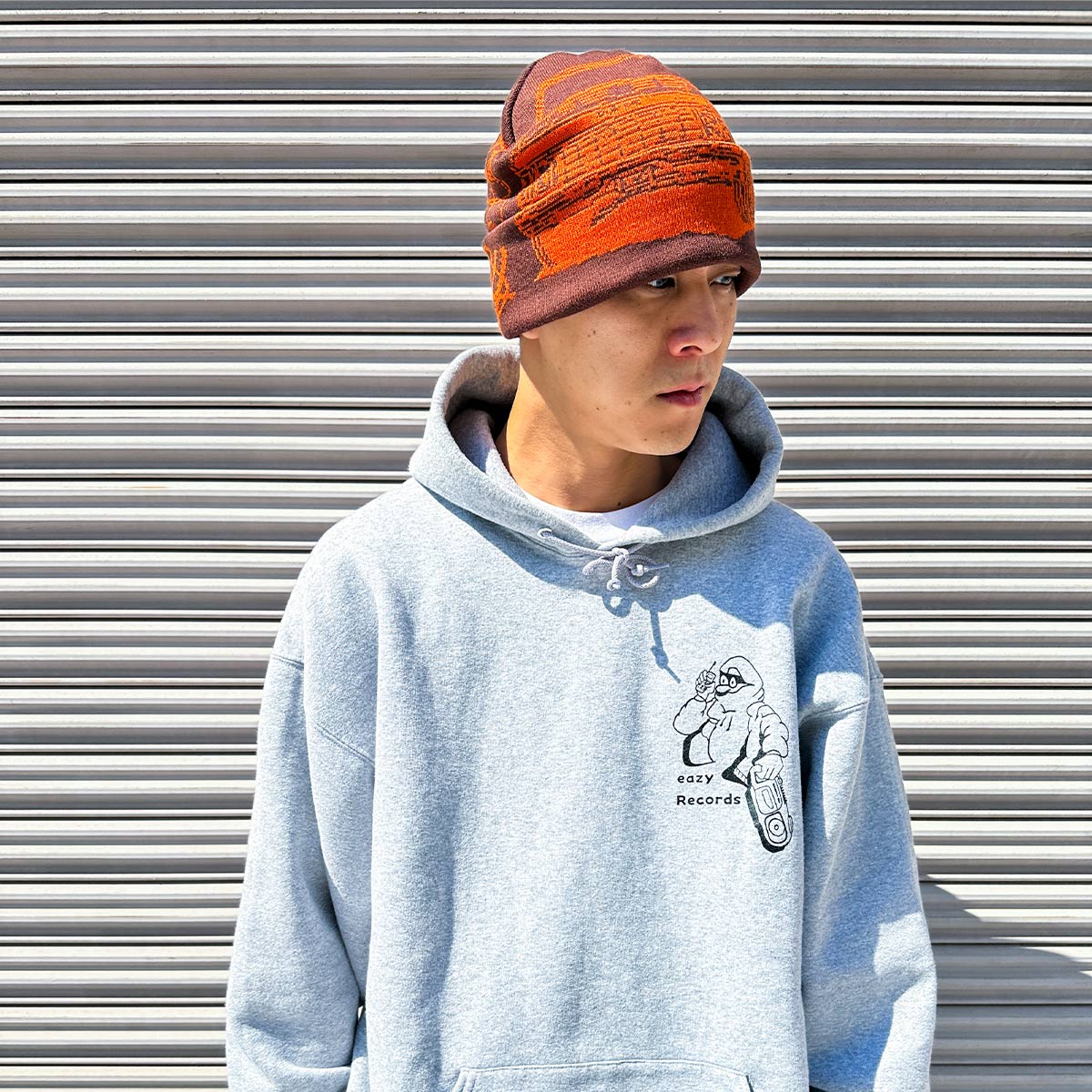 オリジナル編み総柄ダブルカフビーニー (品番CPKN-004)