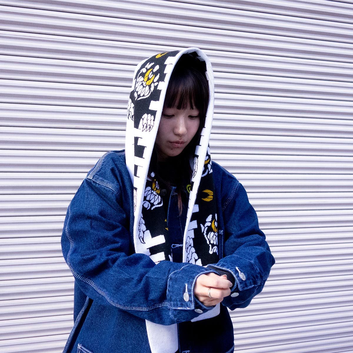 オリジナル編み総柄マフラー (品番CPKN-003)