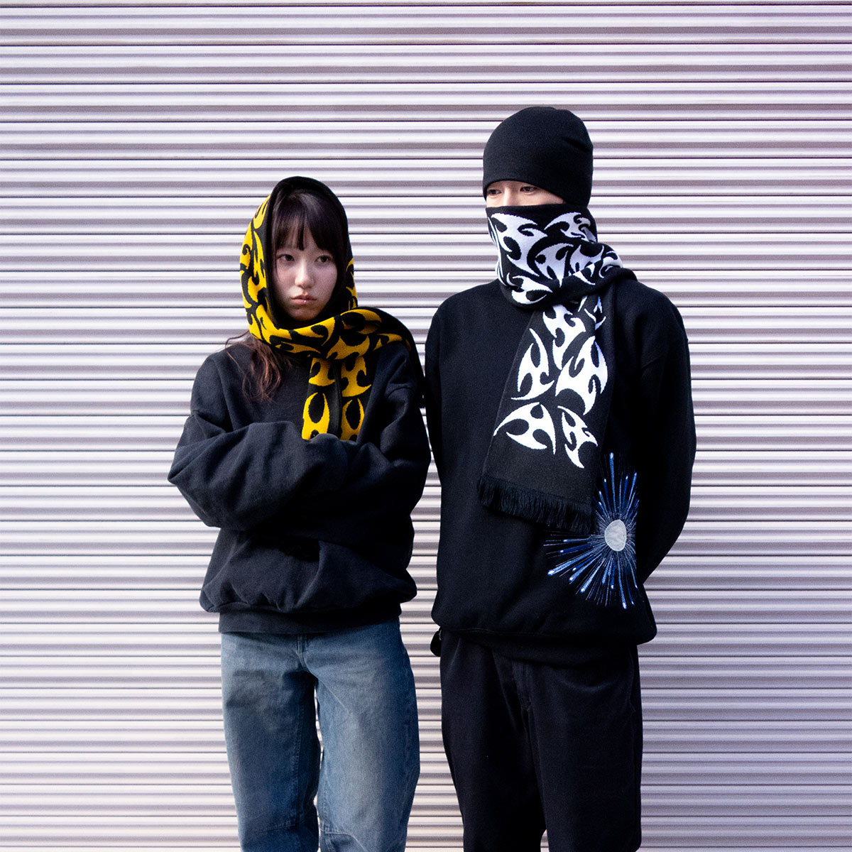 オリジナル編み総柄マフラー (品番CPKN-003)