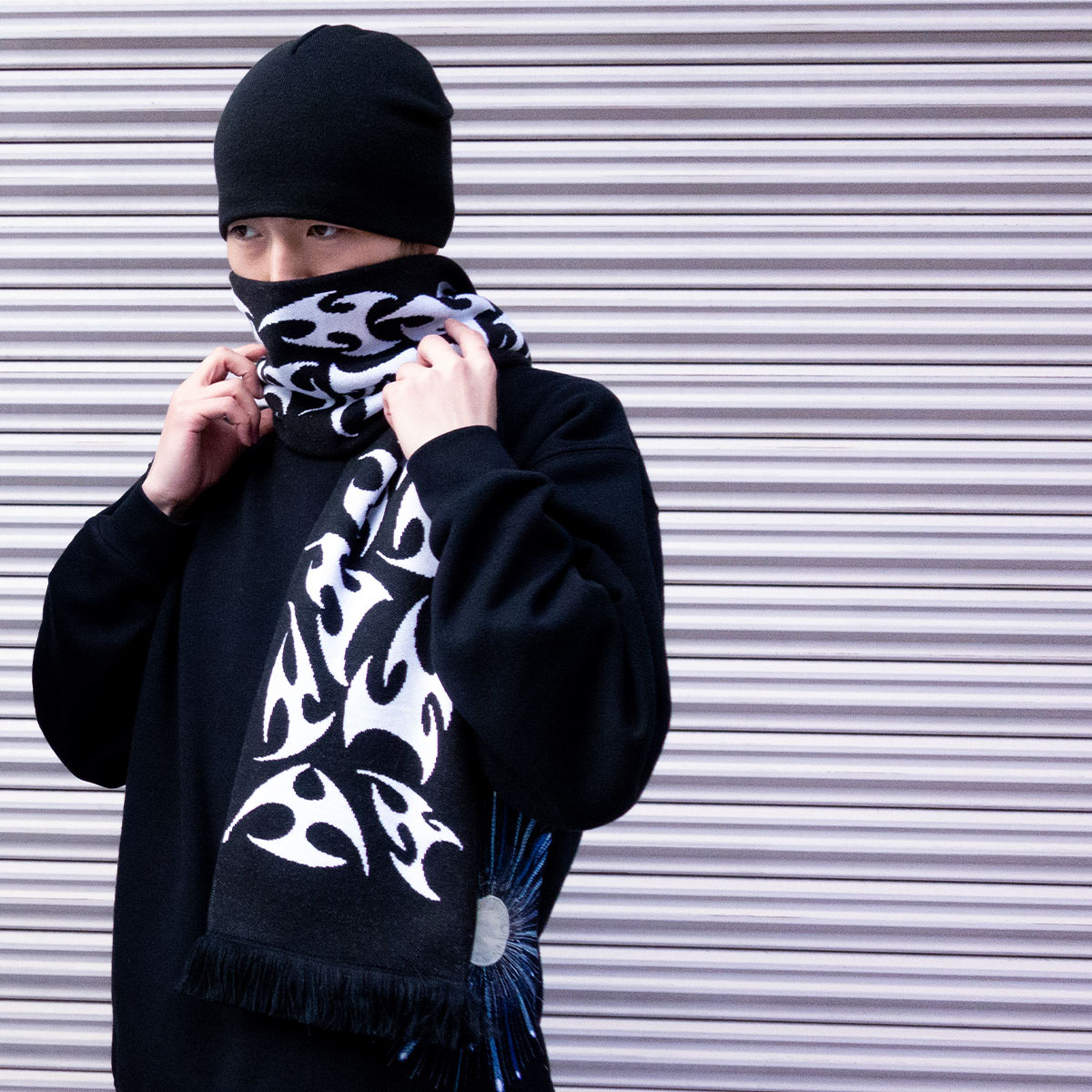 オリジナル編み総柄マフラー (品番CPKN-003)