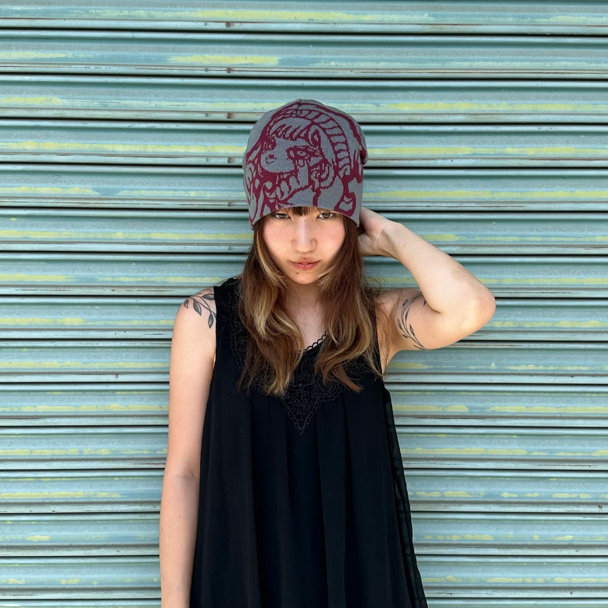 オリジナル編み総柄シングルビーニー [柄糸1色] (品番CPKN-002)