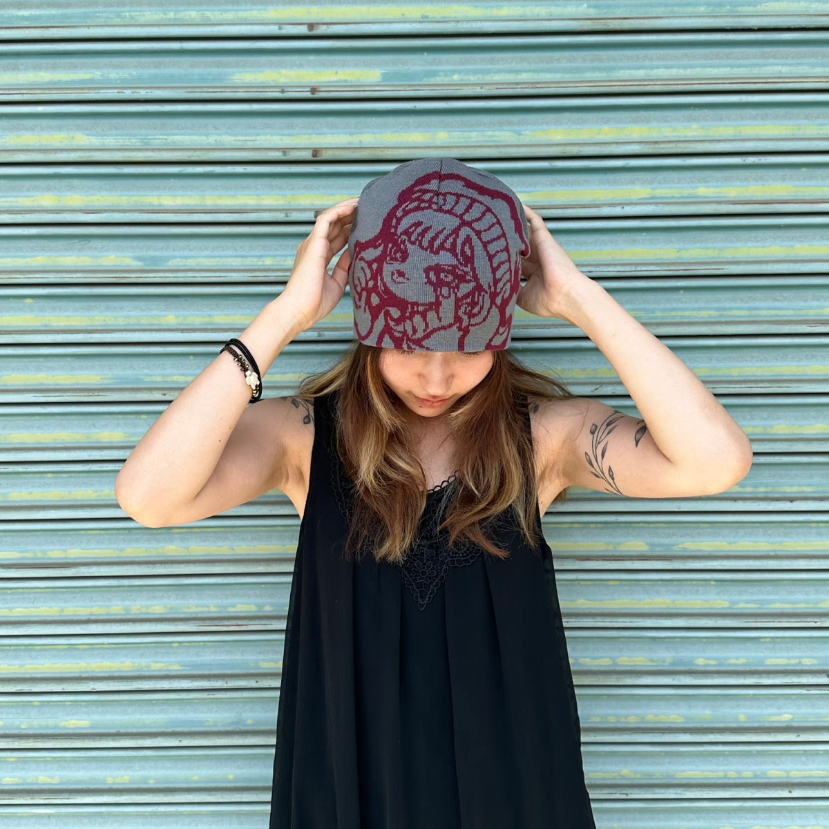 オリジナル編み総柄シングルビーニー [柄糸1色] (品番CPKN-002)