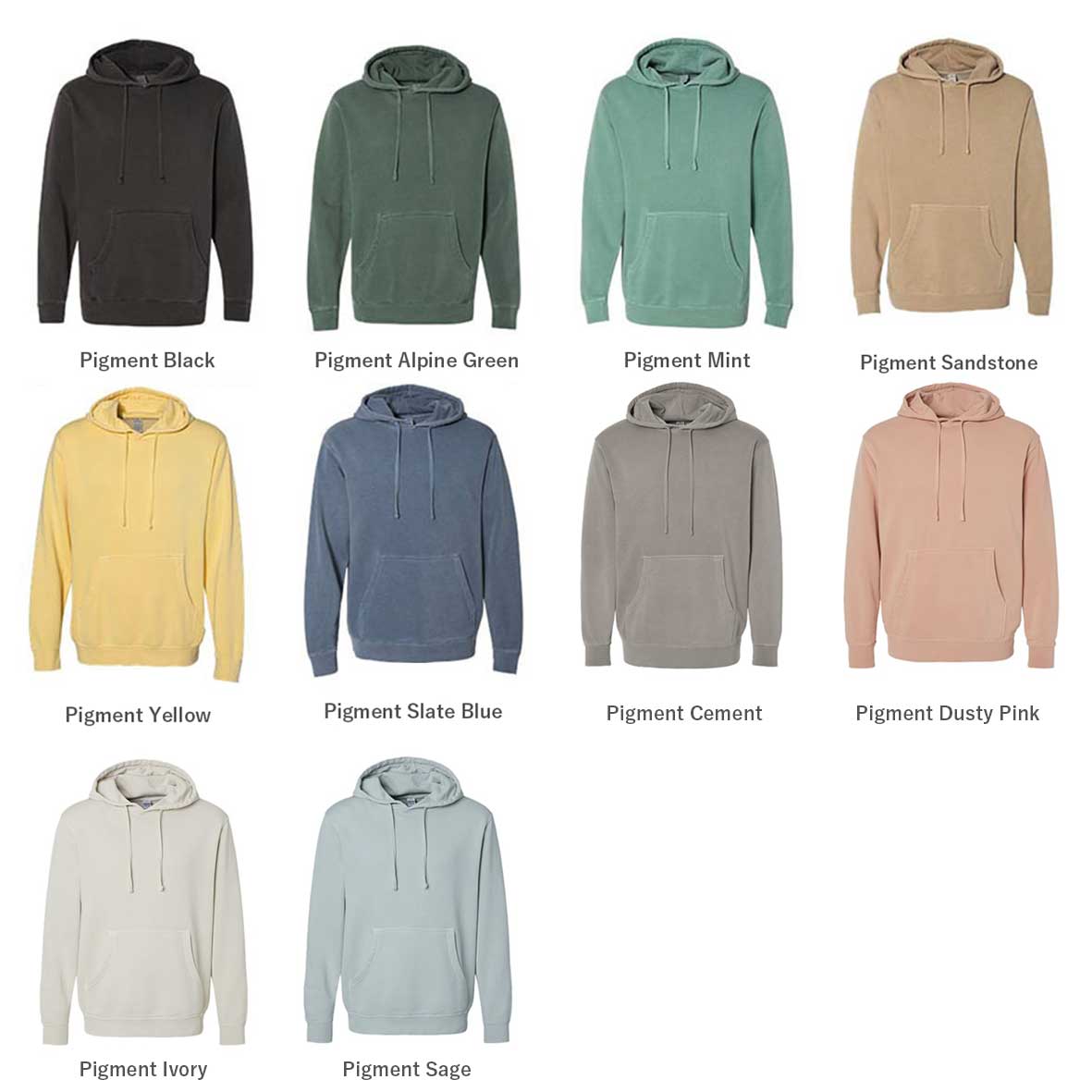 【在庫限りSALE】Independent インデペンデント 9.0 oz Heavyweight Pigment Dyed Hooded Sweatshirt (品番PRM4500)